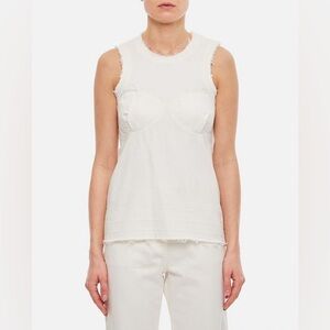 NWT Sacai Round Neck Jersey Molded Cups Cotton Tank Top White Size 4 $370
